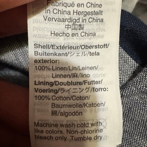 J.CREW Gingham Beauchamps Linen Spaghetti Strap Jumpsuit In Navy Ivory Size 12 - Picture 10 of 10